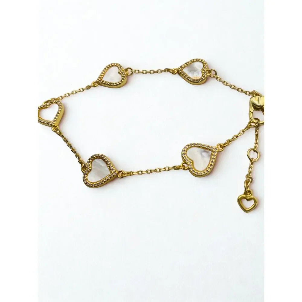 Kate Spade New York Gold-Tone Pavé & Mother-of-Pearl Heart Link Bracelet - Picture 4 of 8